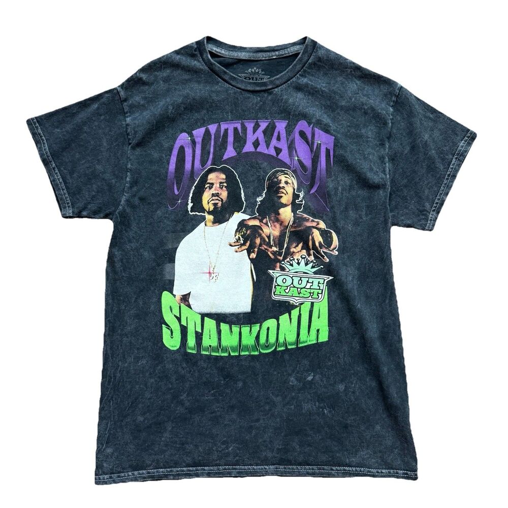 Outkast Shirt Mens Size M Black Stankonia Graphic Hip Hop Band Tee Acid Wash